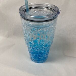Blue Insulated Tumbler with Straw
